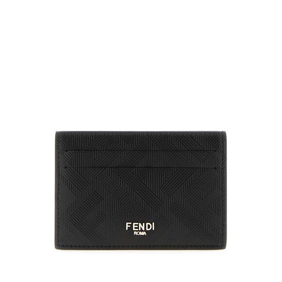 Fendi Men Black Leather Card Holder